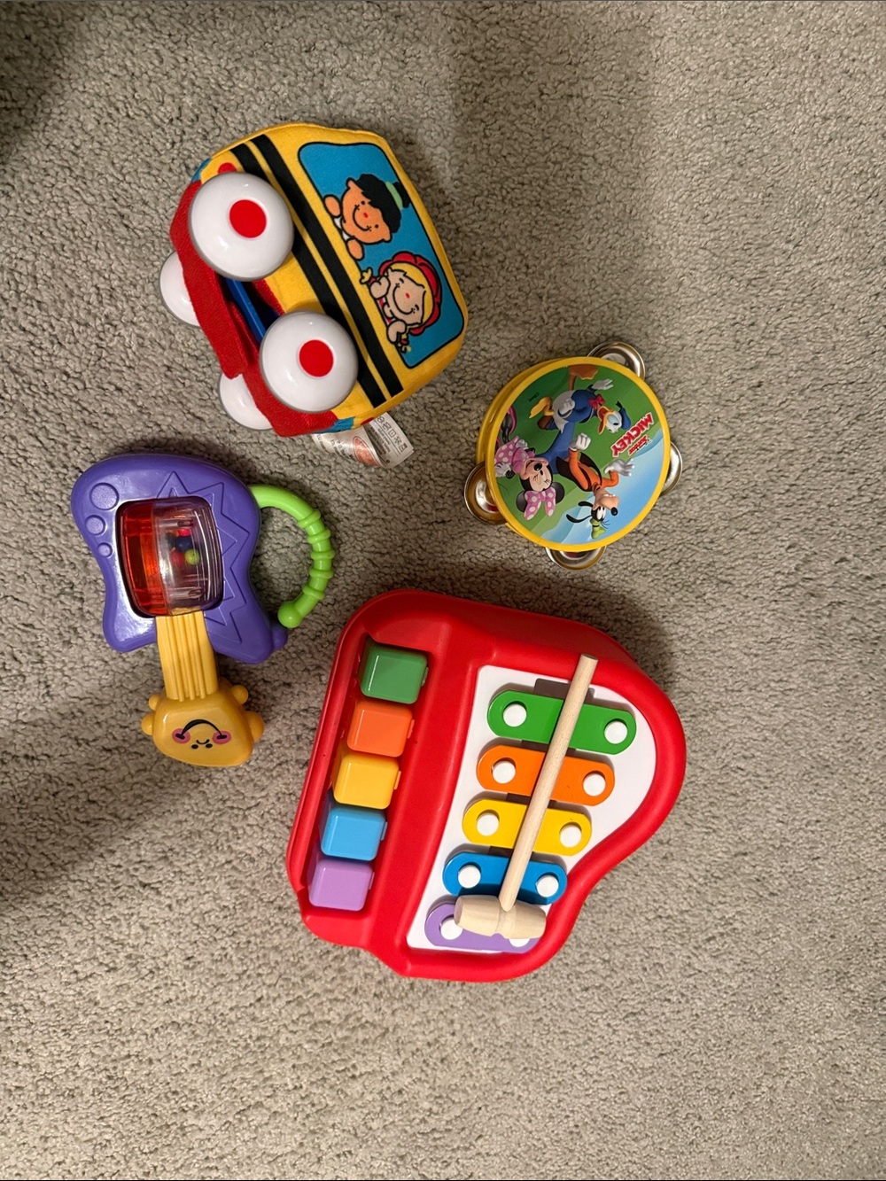 Bright Red Kids Musical Xylophone Set with Multi-Color Keys